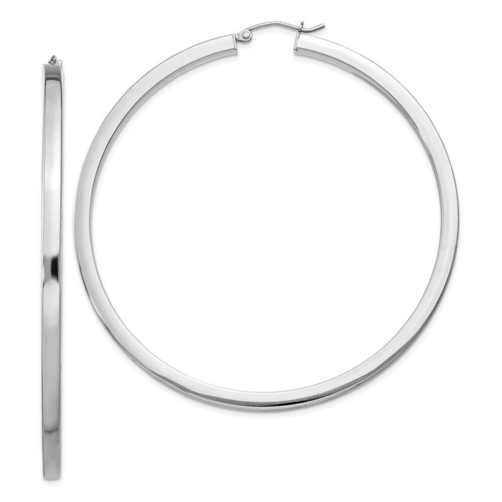 2mm, Sterling Silver, Polished Square Hoops - 65mm (2 1/2 Inch)